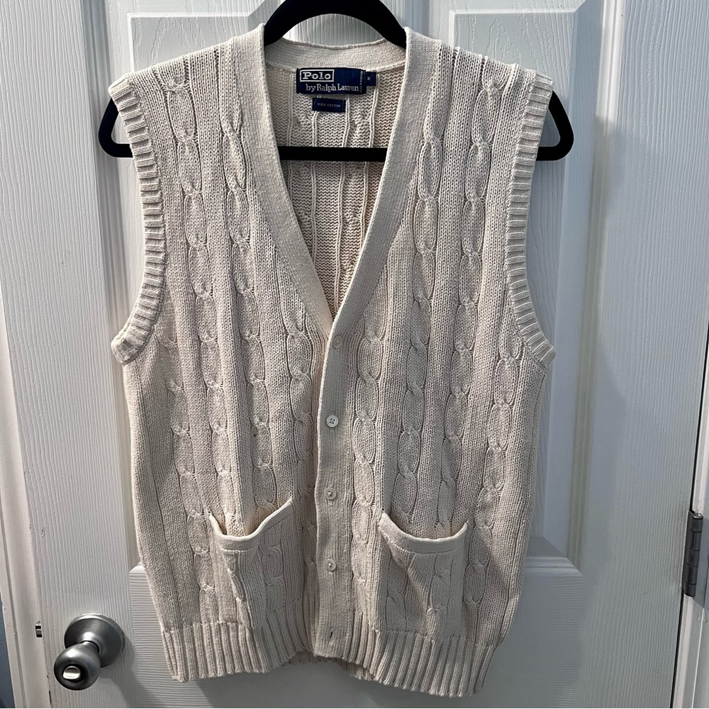 Vintage polo Ralph Lauren cotton button sweater vest medium